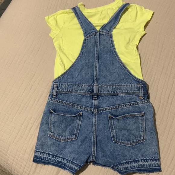 Old Navy Girls Denim Shortalls Overalls Shorts Size L 10/12 - Picture 4 of 4